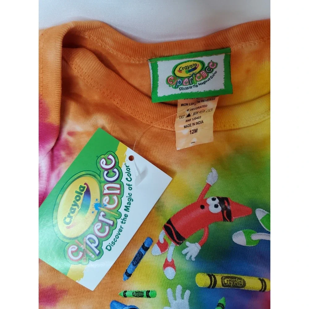 VTG Y2K Crayola Crayons Tie Dye Baby One Piece Outfit‎ Nwt